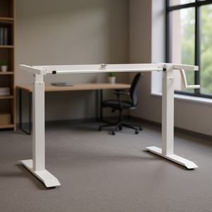 Escritorio de Pie Ajustable Manualmente en Altura, Color Blanco, Estructura Metálica, Mueble de Oficina Independiente, Diseño Minimalista - Product Image 2
