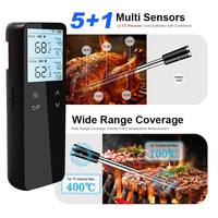 Termómetro de Cocina Digital de Doble Sonda con Pantalla LCD, Resistente al Agua IP67, de Acero Inoxidable, con Control Inalámbrico por Aplicación Inteligente para Carne