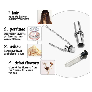 Kalung Guci Kremasi Kaca dengan Cincin Mengkilap, Kalung Liontin Silinder Sekrup Bulat, Kalung Liontin Abu Pelapis Wanita - Product Image 6