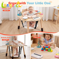 Centre d'activités pour bébé en bois, table de jeu sensoriel Montessori avec siège rembourré, jeu interactif à 360 degrés, mobilier de crèche