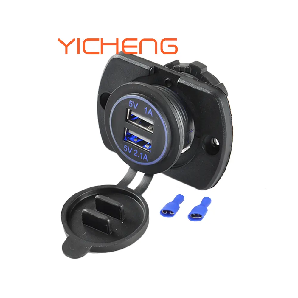 3.1A DC 12V Marine Car Dual Charger Socket USB Charging Port with Panel Mount