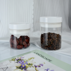 Clear Glass Storage Jar White Plastic Lid Airtight Steamable Food Safe Printed Logo for Coffee Dried Fruits <strong>Kitchen</strong> <strong>Pantry</strong> - Product Image 4