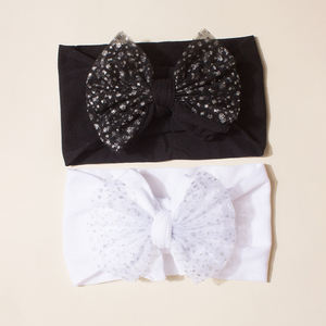 부드러운 나일론 메쉬 활 여자 아이를위한 새로운 헤어 액세서리 2 개 귀여운 유럽 미국 탄성 아기 머리띠 - Product Image 2