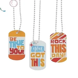 Custom Logo Blank Sublimation printed Necklace Stainless Steel Aluminium Metal Pet Name Id Qr Code Dog Tag For Engraving