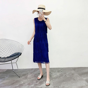 Falda plisada con flecos <span class=keywords><strong>para</strong></span> <span class=keywords><strong>mujer</strong></span> en primavera y verano de 2023, nueva falda de <span class=keywords><strong>pastel</strong></span> sin mangas de temperamento <span class=keywords><strong>elegante</strong></span>, vestido de cintura - Product Image 5