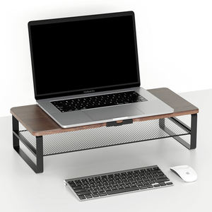 A la venta, soporte de Monitor de escritorio resistente de estilo Industrial de madera, soporte de Monitor de estudio de malla de hierro doble para ordenador portátil - Product Image 4