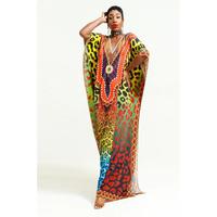 Robe caftan de dubaï, Design Unique, Orange et vert, imprimé léopard et points, haute qualité, offre spéciale
