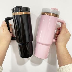 Gobelet isotherme à double paroi de 40 oz plaqué or, vente en gros, coloris Or, Cuivre, Noir Forêt, Rose Pâle, Crème, Nuit Noire, pour café - Product Image 4