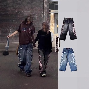 Marca de Ropa Urbana Transfronteriza Jade London, Jeans de Mezclilla de Estilo Americano con Estampado Vintage, Corte Holgado, Talle Medio, Chic de Primavera - Product Image 4