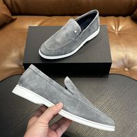 Mocassins en cuir nubuck de créateur, semelle blanche souple de luxe, chaussures décontractées élégantes