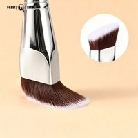 Pinceau de maquillage plat pour fond de teint Beauty Planet, fibres synthétiques, manche en bois, pour fond de teint liquide et crème, pinceau de contour pour le visage
