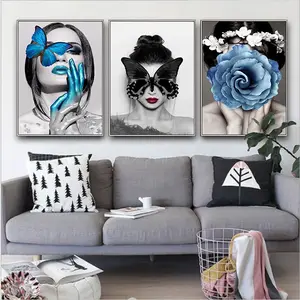 Custom Art Home Decor Luxury Canvas Oil Painting Butterfly Wall Arts Living Room Decoration Nude Portrait Painting
