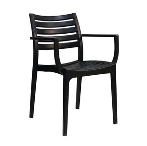 Vente en gros en vrac Turquie Prix bon marché Chaises de jardin pro avec accoudoirs et empilables modernes en plastique pp pour terrasse extérieure