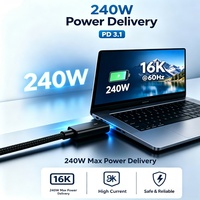 Câble d'extension USB4 DFX 1M 80 Gbps 240W PD3.1 16K 60Hz E-Marker USB C mâle vers femelle pour station d'accueil d'ordinateur portable Thunderbolt 5