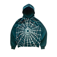 Sweat-shirts à capuche zippés pour hommes, en molleton de coton épais, style streetwear Y2K, avec imprimé toile d'araignée, vente en gros personnalisée
