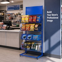 Présentoir mobile métallique personnalisé pour bonbons avec roulettes, étagères multi-niveaux en treillis métallique pour chips et snacks en magasin de détail