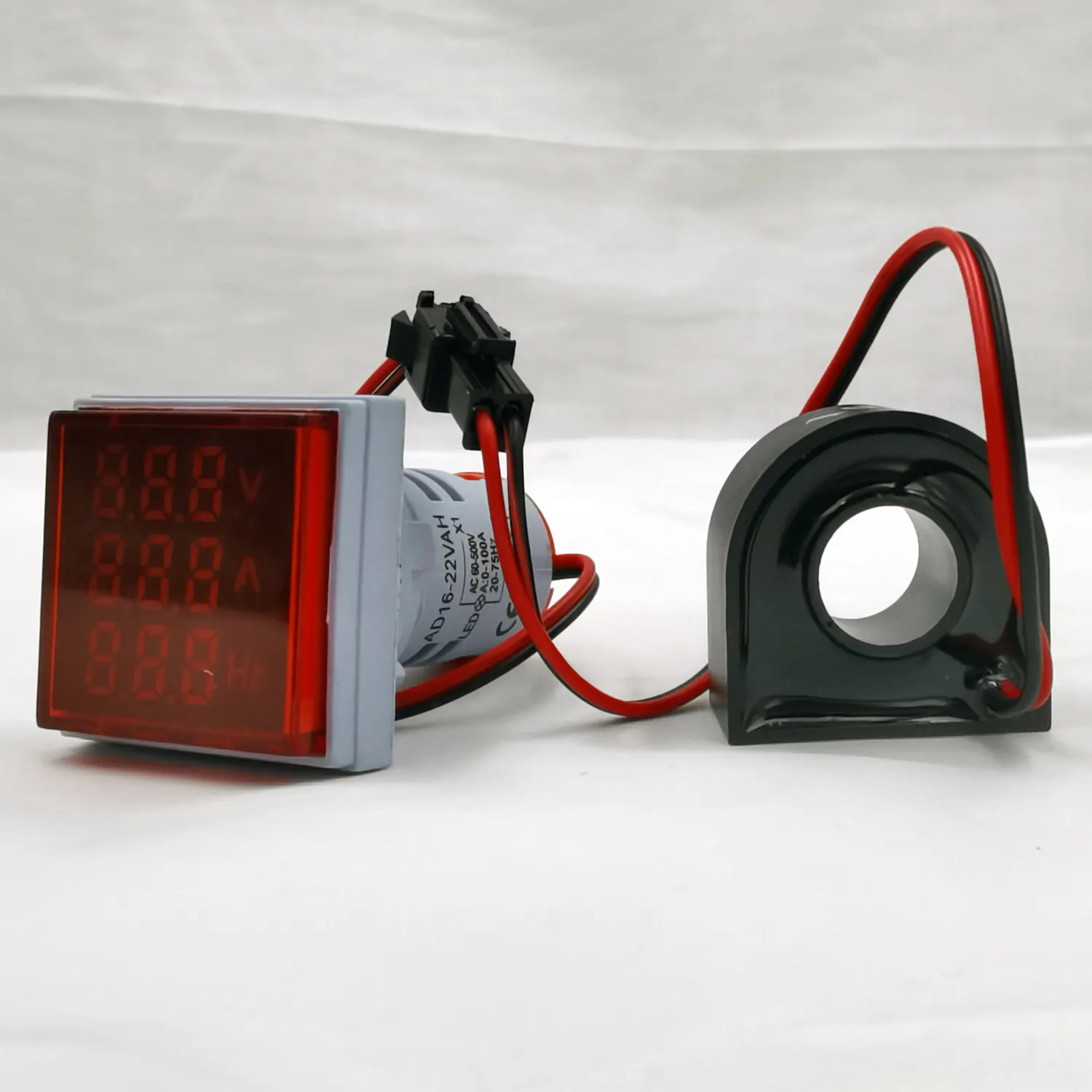 Voltmeter AC 3 Dalam 1 Digital Mini 22Mm, Voltmeter Arus Hz Pengukur Frekuensi Cahaya Digital Ac Digital