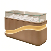 Comptoir de présentation de bijoux moderne en acier inoxydable blanc et argenté, vitrine de luxe en verre pour boutique de détail