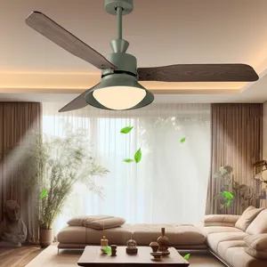 SLYNN Modern AC Ceiling Fan Smart Home Control 3 Colors LED Light Source Dual Direction 3 Speed Fan with RemoteControl