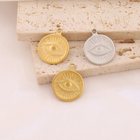 9 pièces de breloques œil porte-bonheur irrégulières en acier inoxydable plaqué or 18 carats, compatibles avec la fabrication de bijoux DIY (colliers, bracelets, boucles d'oreilles)
