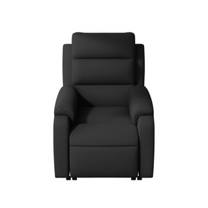 Black Pu Leather Recliner <b>Chair</b> Manual Operation Contemporary Design Solid Back <b>Padded</b> Arms Living Room Furniture - Product Image 1