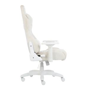 Silla de juego de carreras de terciopelo blanco puro con estación de trabajo con reposabrazos 2D silla de oficina ejecutiva con asiento de látex - Product Image 3