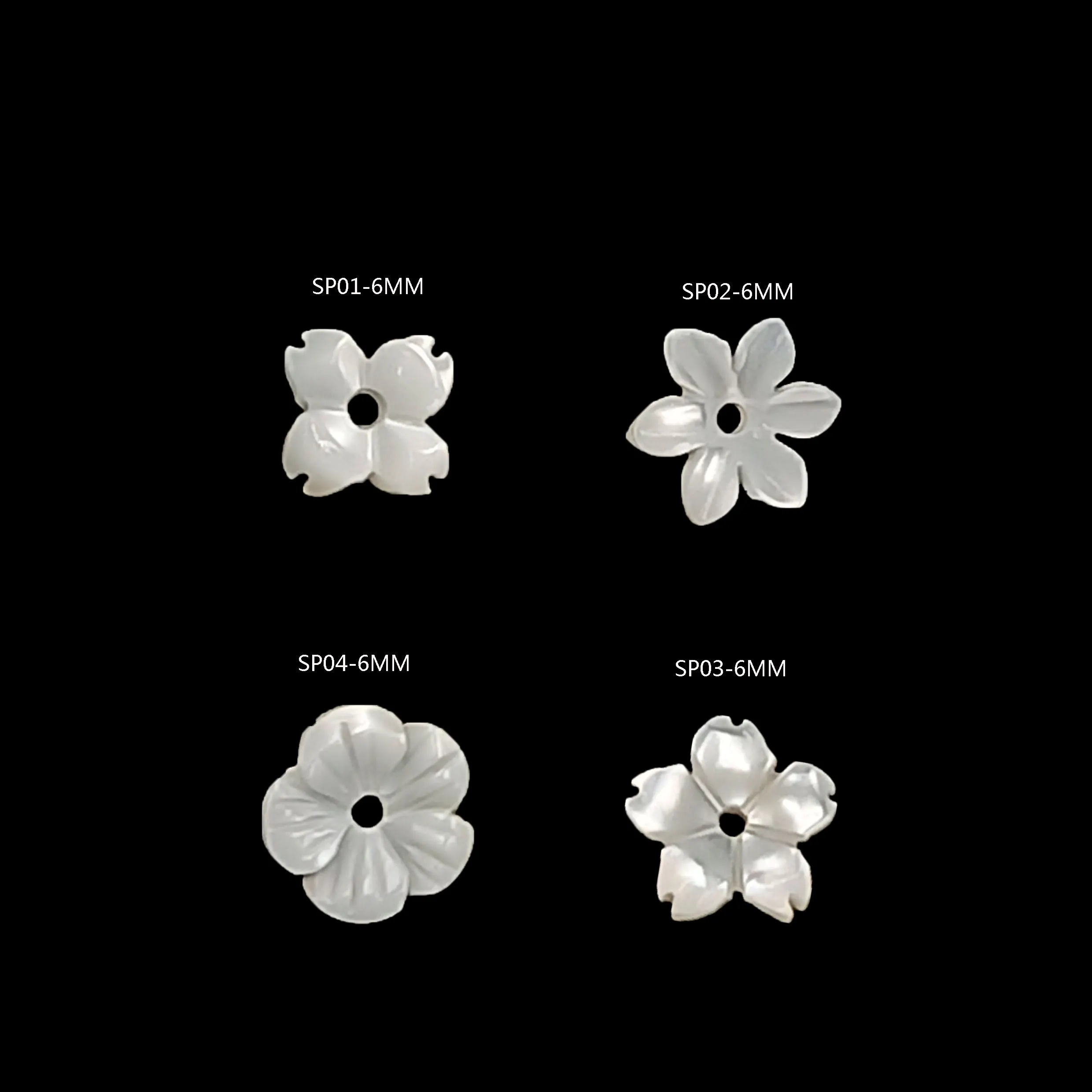 Venta al por mayor forma de flor perla blanca Mes de cuentas de concha para la fabricación de joyas collar de concha