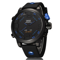 OHSEN Nouvelle montre à grand cadran pour homme, à quartz électronique, double mouvement, étanche, montre pour homme