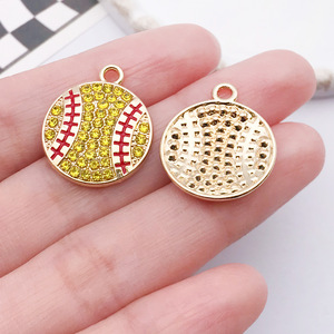 Colgante deportivo de bola de aleación con incrustaciones de diamantes y diseño de gota de aceite, accesorio DIY para la fabricación de collares y llaveros, fornitura de joyería - Product Image 4