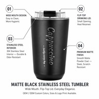 Gobelet isotherme en acier inoxydable mat Kingze 280 ml, 380 ml, 480 ml, à double paroi, isolé sous vide, pour promotion et cadeaux