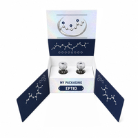 Ensemble d'emballage holographique laser pliable personnalisé avec logo pour 2 flacons de peptides de 3 ml et 10 ml, avec autocollants assortis