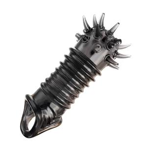 Wieder verwendbare <span class=keywords><strong>10cm</strong></span> TPE Cock Sleeve Herren Dick Vergrößerung und Verzögerung Ejakulation Sexspielzeug Wieder verwendbare Penis Extender Kondome - Product Image 1