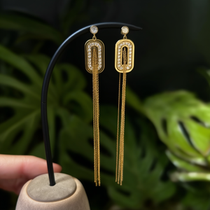 Fashion Drop <b>Earrings</b> 316L Stainless Steel PVD Gold Plating Sustainable Resistant Long Tassel Design - Product Image 3