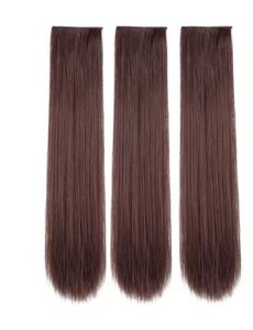 Juego de 3 Extensiones de Cabello con Clip, Lisas, Sintéticas, Resistentes al Calor, de Fibra, Tipo Cortina - Product Image 5