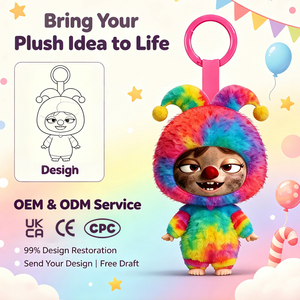 Llavero de Peluche con Rostro de Bobo de las Locuras con Logotipo Personalizado, Muñeco de Bobo de las Locuras Colorido con Efecto Tie-Dye para el Día de los Inocentes, Regalo Divertido para Broma - Product Image 1