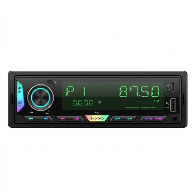 Premium 7851IC 1 DIN Car Stereo MP3 Player, HiFi BT 5.0 Car Audio Receiver with USB-C Fast Charge, Multicolor LED Display