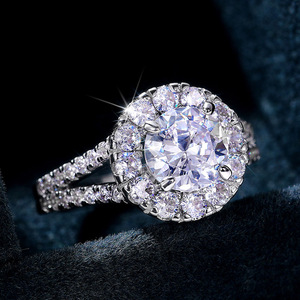 Anello con diamante F919 in oro bianco, taglio rotondo brillante naturale, colore G, gioielli da donna per fidanzamento - Product Image 3