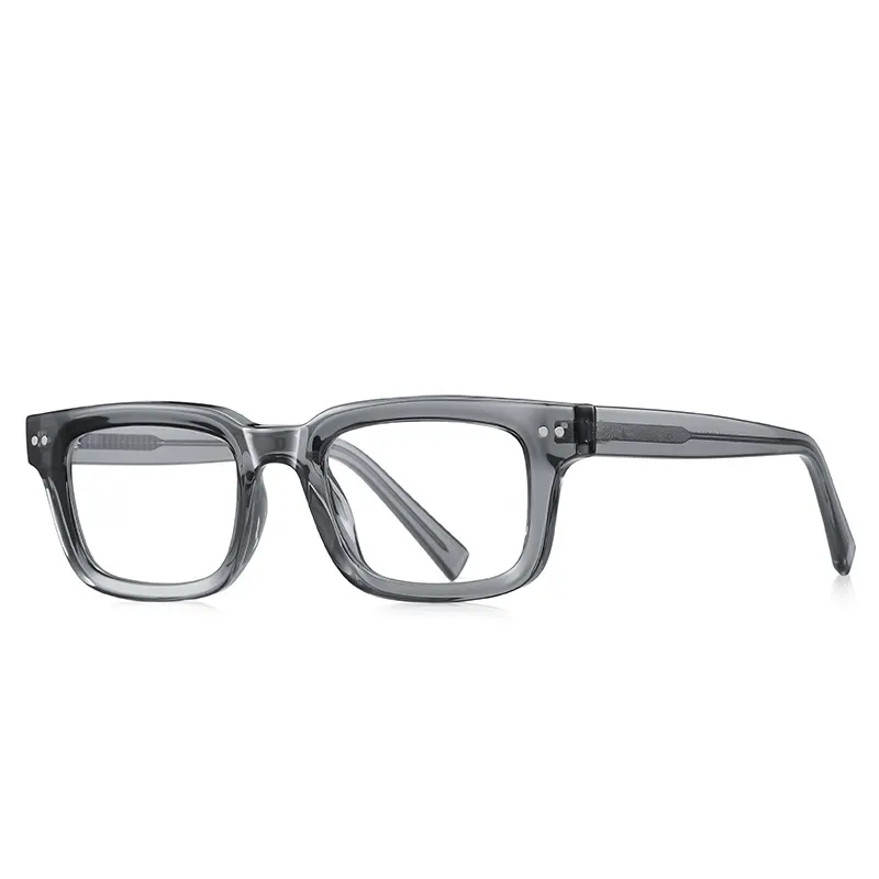 Fashion Top Quality Luxury Custom Logo Rectangle Gray Eyeglasses Frames Blue Light Blocking Computer Glasses Men Women Unisex