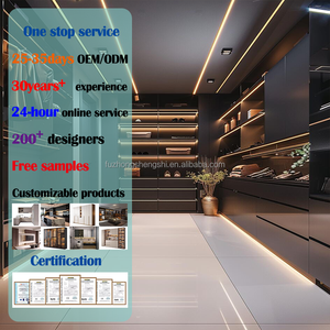 Sistema de Armario Vestidor Inteligente Iluminado de Lujo Moderno Personalizado para Proyectos de Apartamentos, Muebles Completos para Dormitorio en Negro - Product Image 1