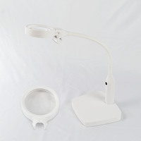 Loupe de bureau à bras articulé réglable et pliable, avec clip flexible détachable, grossissement 2X 5X, éclairage LED, protection oculaire