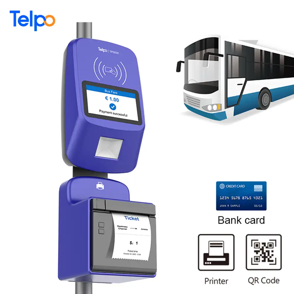 800 employees Telpo qr code scanner mobile portable bus ticket printer bus validator system
