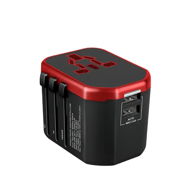 Portable travel gift 2 usb ports 2.4a output useful gadgets worldwide travel adapter