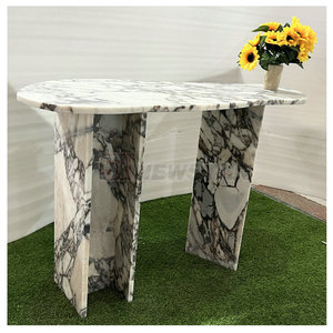 Mesas de Consola Estilo Francés, Mármol Blanco Italiano, Mesa de Esquina para Pasillo, Entrada, Mármol - Product Image 3