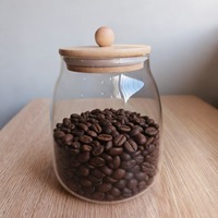 Driehoekige theebus van helder borosilicaatglas met bamboe deksel met bolvormige knop voor geurende thee, granen, voedselveilige container