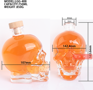 Exquisite <strong>Glass</strong> <strong>Bottles</strong> <strong>Skull</strong>-shaped Design Spirit <strong>Bottles</strong> for Tequila Whiskey Brandy Gin Vodka 500ml 700ml 750ml LGG-408 - Product Image 6