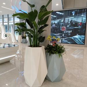 ديكور مكتبي بتصميم حديث 36 بوصة مربع من الألياف الزجاجية متعدد الألوان قائم على الأرض أصيص زهور للاستخدام في الحدائق - Product Image 2