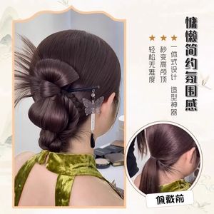 วิกผมทรงบันสีน้ำตาลเข้ม ทำด้วยมือจากเส้นใยทนความร้อนสูง เครื่องประดับศีรษะสำหรับเจ้าสาว เหมาะกับทุกรูปหน้า - Product Image 1