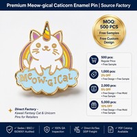 XR Kawaii Caticorn Broche de revers en émail personnalisée, souple et rigide, avec paillettes dorées et arc-en-ciel, thème Anime Meowgical, de collection, en gros