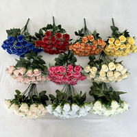 Hochzeits-Straßendekoration Seidenblumen 24 Flachkopf-Rosen