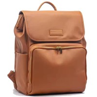 Sac à dos à langer imperméable en cuir végétalien personnalisé avec USB pour bébé, sac de voyage de luxe pour maternité avec matelas à langer en PU